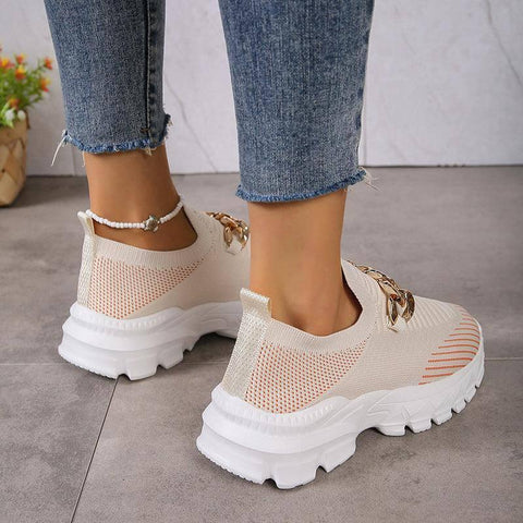 Fashion Chain Design Mesh Shoes For Women Breathable Casual-4