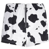 LOVEMI - Fashion cow print slim zipper shorts women's casual pants