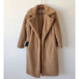 Fashion High Quality Velvet Fur Long Coat Women-Khaki-8