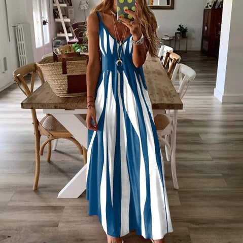 Fashion Loose Sling Dress Women-Sapphire Blue-11