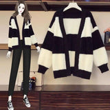Fashion loose sweater cardigan-Black-4