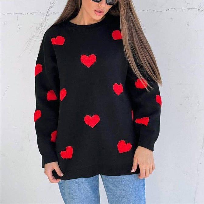 Fashion Love Embroidered Sweater For Women-FQT2060 Black-6