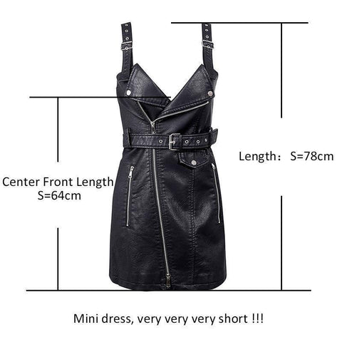 Fashion PU leather women dress V neck mini bodycon sexy-Black-3