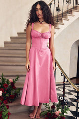 Fashion Suspender Dress For Women Commuter Temperament Solid-Pink-16