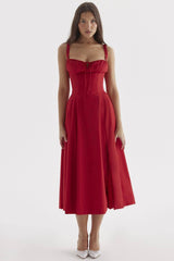 Fashion Suspender Dress For Women Commuter Temperament Solid-Red-6