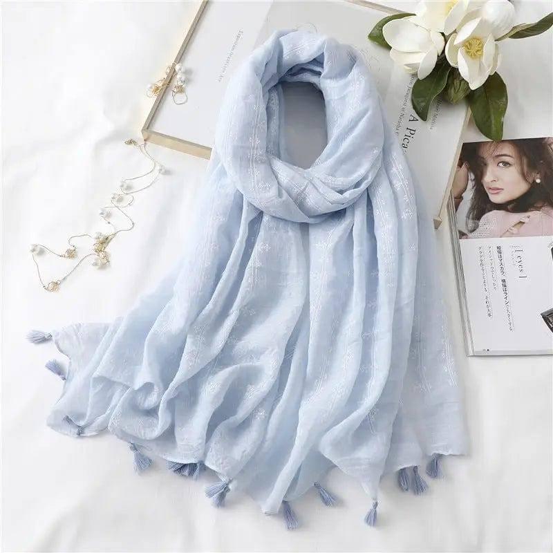 Fashion Tassel Cotton Linen Thin Yarn Scarf-WJ1486-5