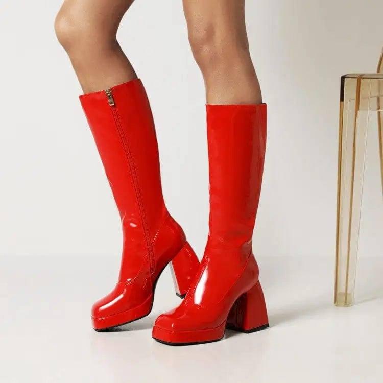 Fashion Waterproof Platform Candy Color High Boots Women-6