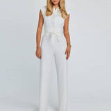 Fashion Women's New Solid Wide Leg Pants 0 LOVEMI  White S 