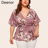 Floral Plus-Size Wrap Blouse – Trendy Fashion-6