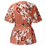 Floral Plus-Size Wrap Blouse – Trendy Fashion-orange-9