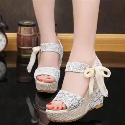 Floral Wedge Sandals: Stylish Summer Footwear-Silver-9