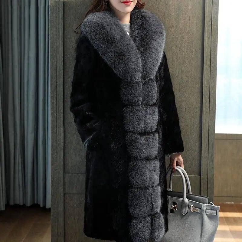 Fox Fur Collar Mink Women's Coat-9