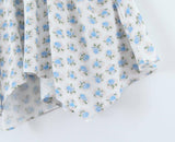 French Vacation Style Small Blue Flowers Elastic Loose Dress-8