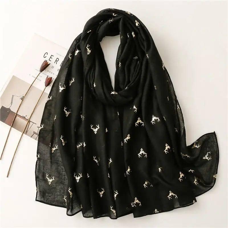 Fresh Warm Warm Wind Voile Cotton And Linen Feel Scarf-Black-2