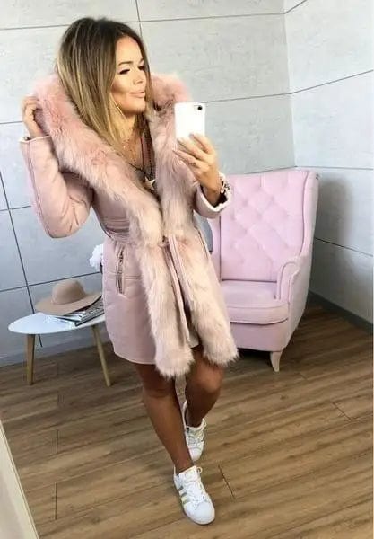 LOVEMI Fur coat Pink / XL Lovemi -  Women's slim coat