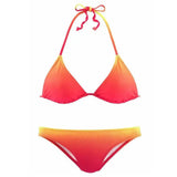 Gradient Positioning Triangle Lace Low-Rise Bikini-Red-1