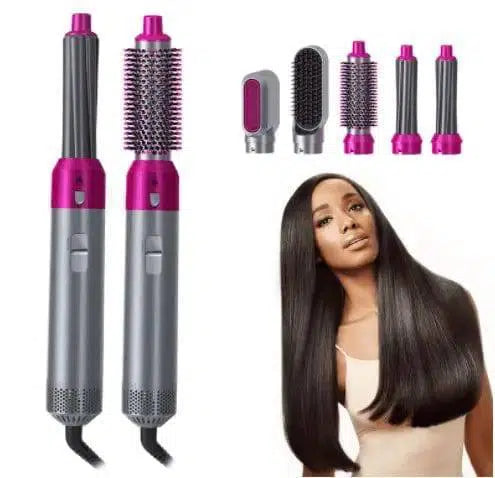 Hair Dryer Brush 5 In 1 Electric Blow Dryer Comb Hair-Pink-5