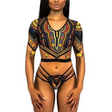 Half Sleeve Ankara Bikini-Black-3