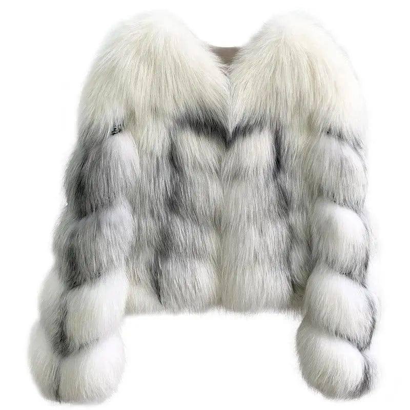 High End Marble Fox Fur Coat-Marble white-5