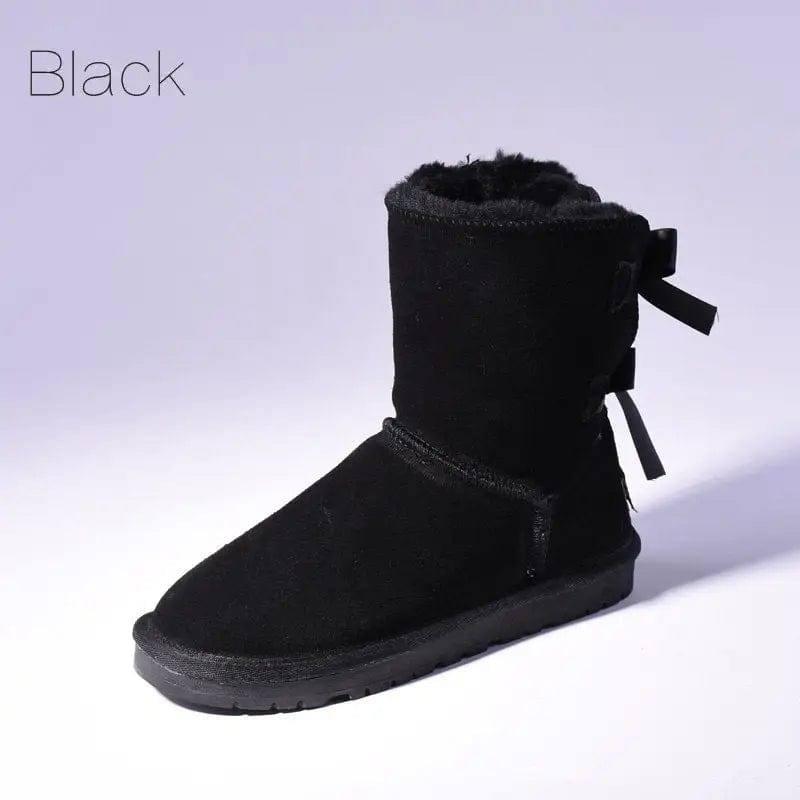 High Quality SALE Women Australia Snow Boots Warm Fur-Black-4