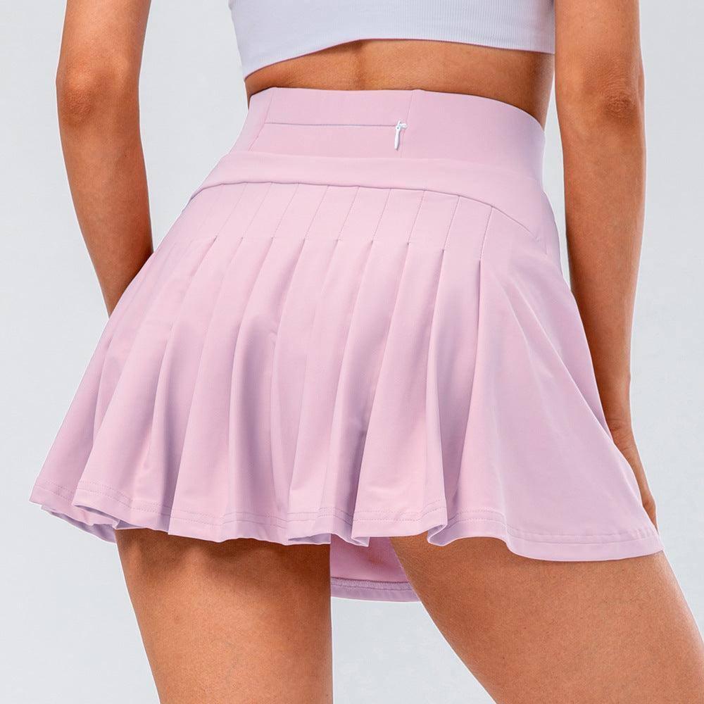 High Quality Tennis Skirt With Zipped Pocket Women Pleated-Pink purple-10