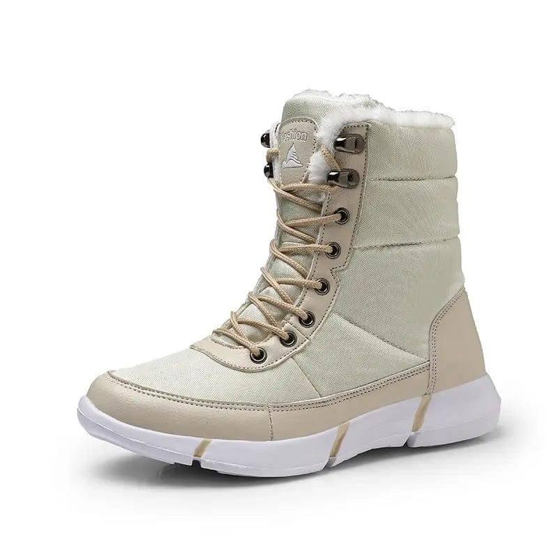 High-top Plus Velvet Padded Snow Boots Women-White-2