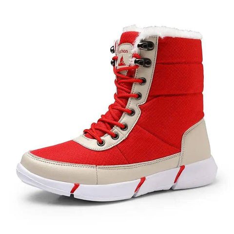 High-top Plus Velvet Padded Snow Boots Women-Red-7
