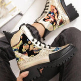 High-Top Sequin Camouflage Shoes Wear-Resistant Rubber Shoes-Brown-5