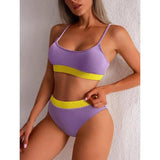 High Waist Bikini Swimwear Women Swimsuit 2022 Push Up-Purpleyellow-8