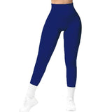 High Waist Seamless Leggings Threaded Knitted Fitness Pants-Dark Blue-19