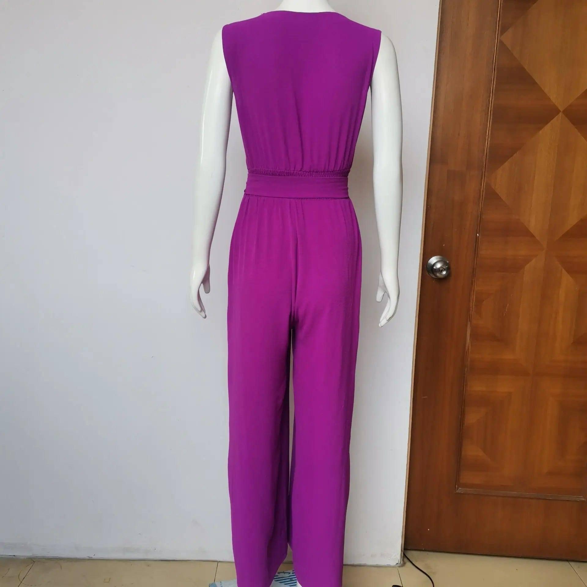 High Waisted Loose Fitting Wide Leg Women's Jumpsuit-3
