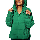 Hooded Cotton Coat Jacket Women-Green-13