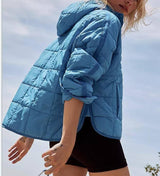 Hooded Cotton Coat Jacket Women-Sky Blue-6