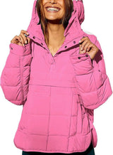 Hooded Cotton Coat Jacket Women-Glittering Powder-8