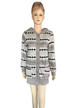 Hooded knitted cardigan-Grey-4
