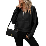 LOVEMI  Hoodies Black / S Lovemi -  Women's Half Zip Pullover Hooded Sweatshirt Fleece Short Chic Sweatshirt