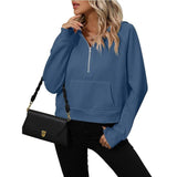 LOVEMI  Hoodies Dark Blue / S Lovemi -  Women's Half Zip Pullover Hooded Sweatshirt Fleece Short Chic Sweatshirt