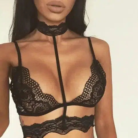 Hot Sexy Women Crop Tops Lace Choker Sheer Bralette Bustier-4