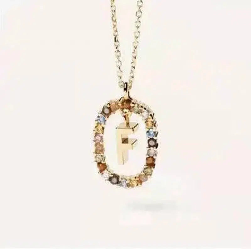 Initial 'A - Z' Crystal Pendant Necklace Gold-Tone-6