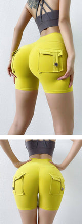 Internet Celebrity Nude Feel Pocket Shorts Yoga Pants Sport clothing LOVEMI  Apollo Yellow S 