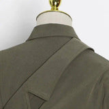 Irregular-panel Single-breasted Lapel Long Coat-4