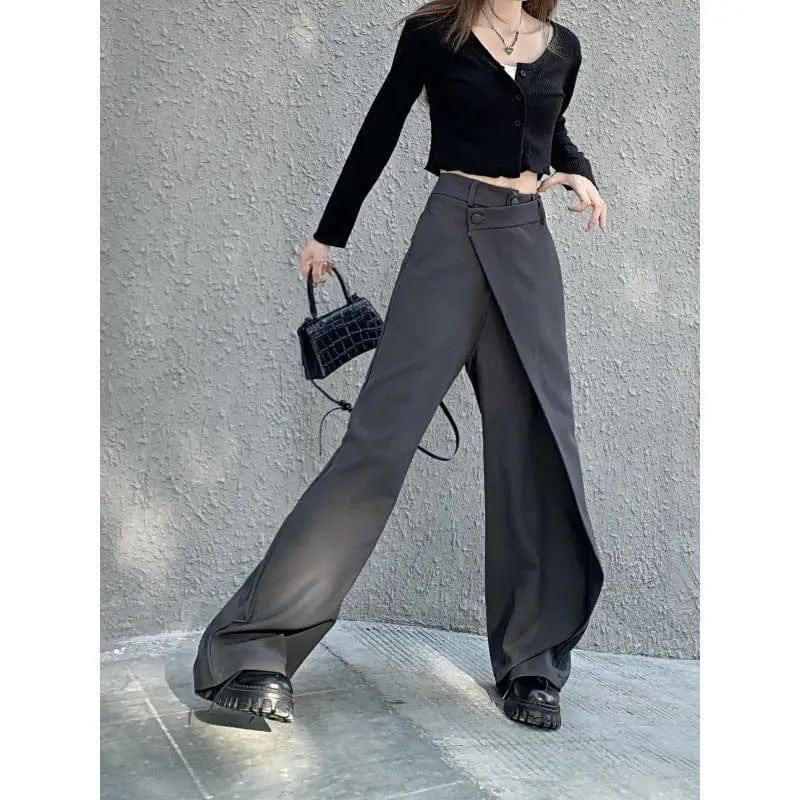 Irregular Splicing Straight Trousers Female-4