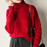 Jiugongge Knitted Bottoming Sweater Sweater Coat-Red-1