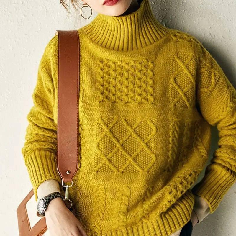 Jiugongge Knitted Bottoming Sweater Sweater Coat-Yellow-4