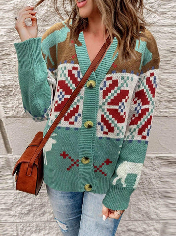 Knitted Cardigan Christmas Sweater Coat-3