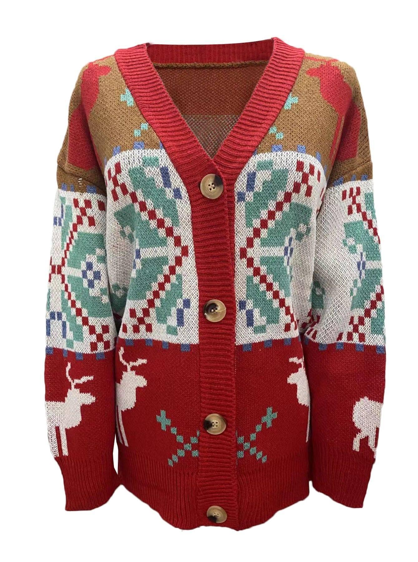 Knitted Cardigan Christmas Sweater Coat-4