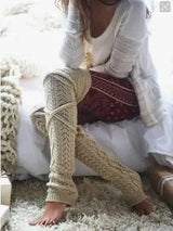 Knitted Stockings-Beige-2