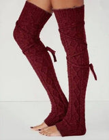 Knitted Stockings-Burgundy-3