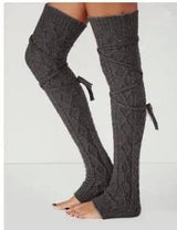 Knitted Stockings-Dark Gray-4