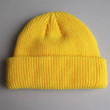 Knitted Woolen Cap Men And Women Melon Leather Cap-Yellow-5